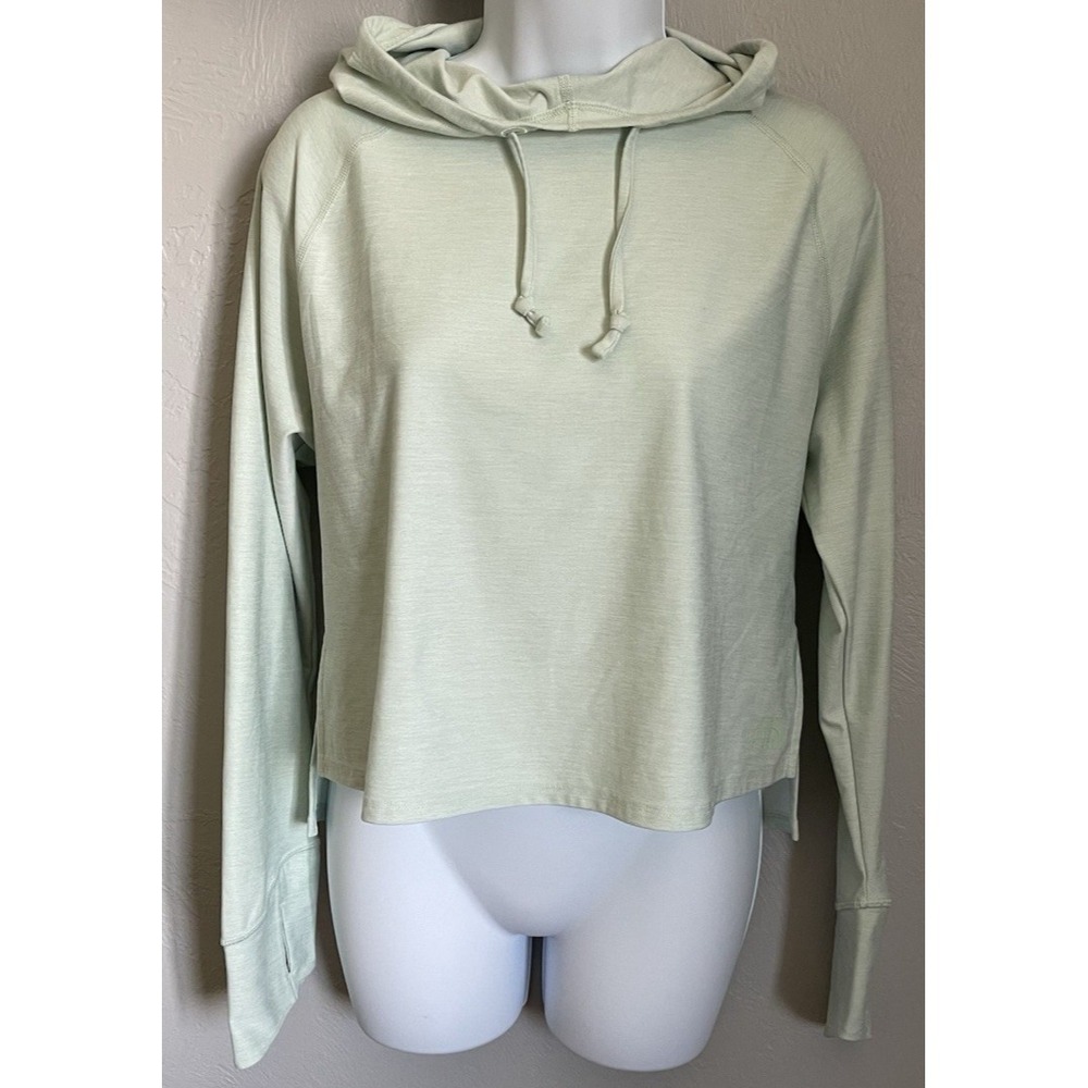 The North Face Womens Green Long Sleeve Cropped Pullover Hoodie Womens Medium